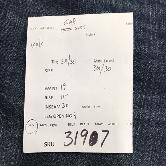 GAP Jean Men 38x30 Authentic Straight Dark Wash Whiskered Preppy Academia - Picture 15 of 15